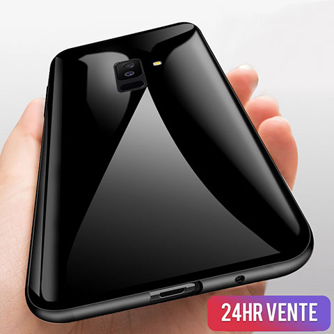 Funda Bumper Silicona Transparente Espejo 360 Grados T03 para Samsung Galaxy A6 Plus Negro