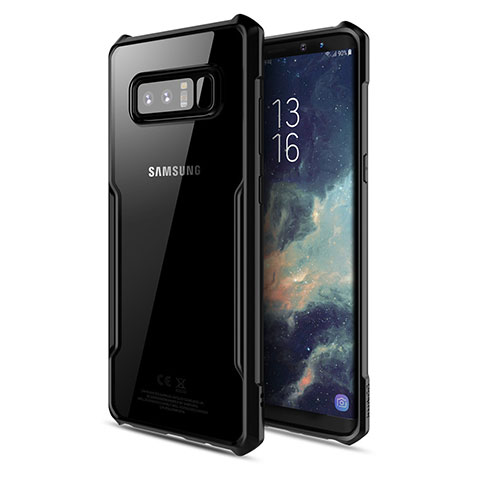 Funda Bumper Silicona Transparente Espejo 360 Grados T03 para Samsung Galaxy Note 8 Duos N950F Negro