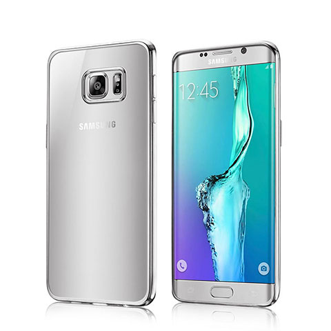 Funda Bumper Silicona Transparente Gel para Samsung Galaxy S6 Edge SM-G925 Plata