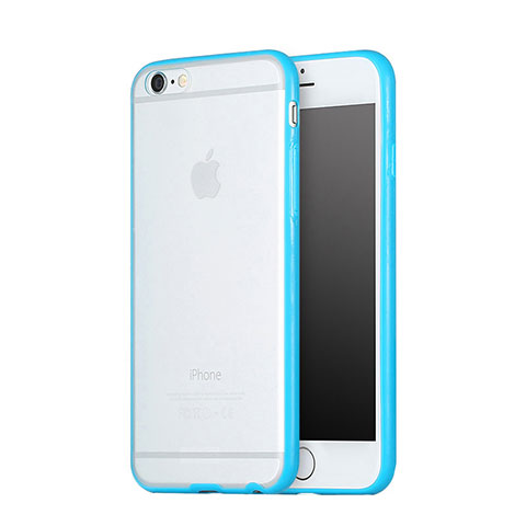 Funda Bumper Silicona Transparente Mate para Apple iPhone 6 Azul