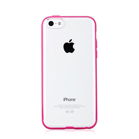 Funda Bumper Silicona Transparente Mate T01 para Apple iPhone 5C Rosa Roja