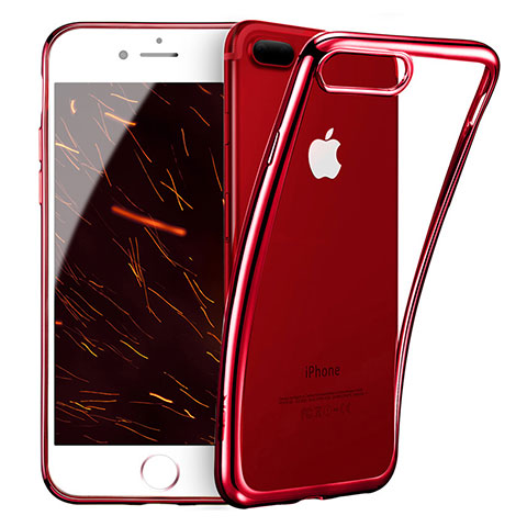 Funda Bumper Silicona Transparente T01 para Apple iPhone 7 Plus Rojo