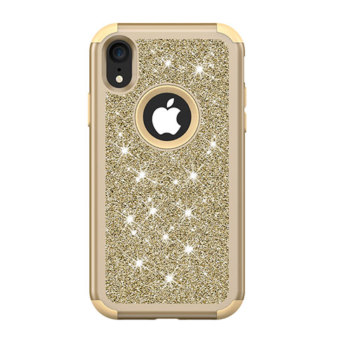 Funda Bumper Silicona y Plastico Carcasa Frontal y Trasera 360 Grados Bling-Bling para Apple iPhone XR Multicolor