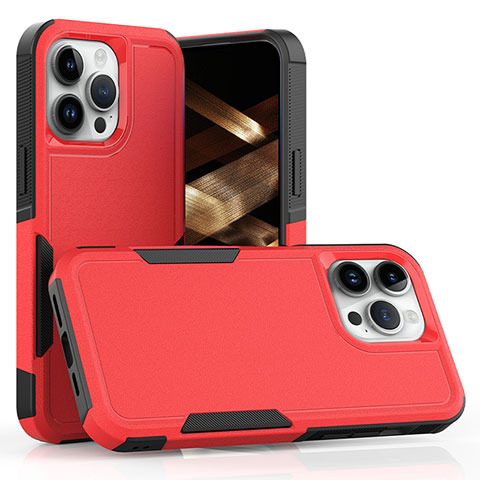 Funda Bumper Silicona y Plastico Carcasa Frontal y Trasera 360 Grados MQ1 para Apple iPhone 13 Pro Rojo