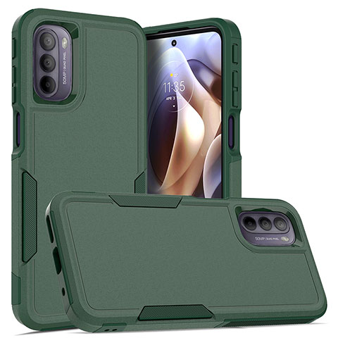 Funda Bumper Silicona y Plastico Carcasa Frontal y Trasera 360 Grados MQ1 para Motorola Moto G41 Verde Noche