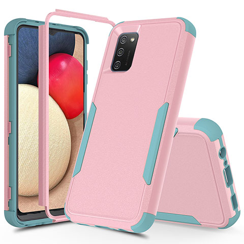 Funda Bumper Silicona y Plastico Carcasa Frontal y Trasera 360 Grados MQ1 para Samsung Galaxy A02s Rosa