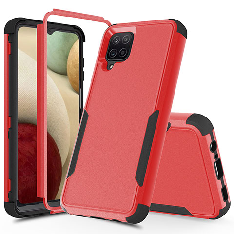 Funda Bumper Silicona y Plastico Carcasa Frontal y Trasera 360 Grados MQ1 para Samsung Galaxy A12 5G Rojo