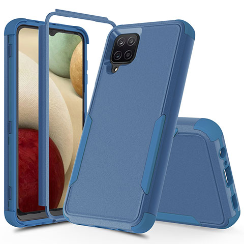 Funda Bumper Silicona y Plastico Carcasa Frontal y Trasera 360 Grados MQ1 para Samsung Galaxy A12 Nacho Azul