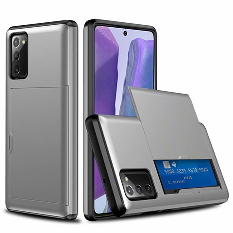 Funda Bumper Silicona y Plastico Carcasa Frontal y Trasera 360 Grados N01 para Samsung Galaxy Note 20 5G Gris