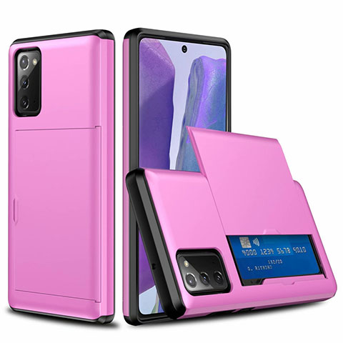 Funda Bumper Silicona y Plastico Carcasa Frontal y Trasera 360 Grados N01 para Samsung Galaxy Note 20 5G Rosa
