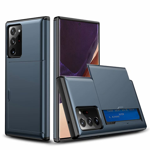 Funda Bumper Silicona y Plastico Carcasa Frontal y Trasera 360 Grados N01 para Samsung Galaxy Note 20 Ultra 5G Azul