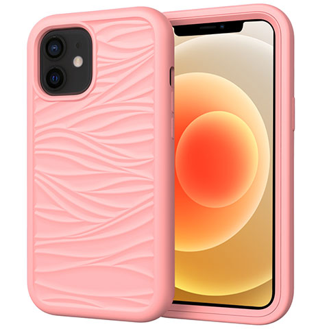 Funda Bumper Silicona y Plastico Carcasa Frontal y Trasera 360 Grados R01 para Apple iPhone 12 Mini Rosa