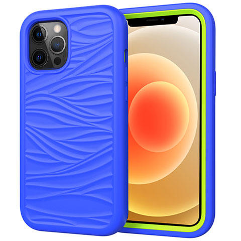 Funda Bumper Silicona y Plastico Carcasa Frontal y Trasera 360 Grados R01 para Apple iPhone 12 Pro Max Azul