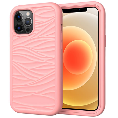 Funda Bumper Silicona y Plastico Carcasa Frontal y Trasera 360 Grados R01 para Apple iPhone 12 Pro Rosa