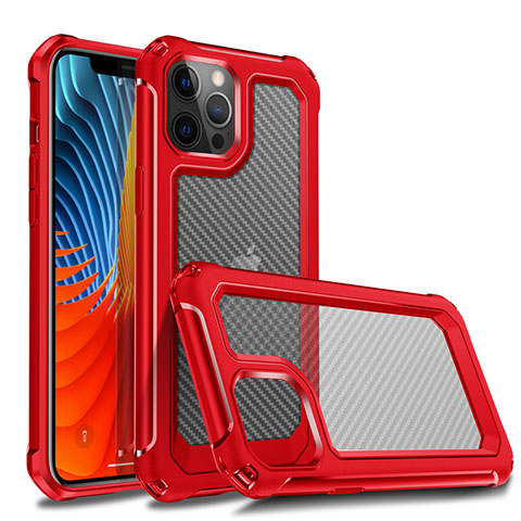 Funda Bumper Silicona y Plastico Carcasa Frontal y Trasera 360 Grados R02 para Apple iPhone 12 Pro Rojo