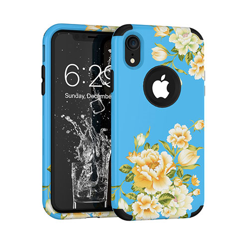 Funda Bumper Silicona y Plastico Carcasa Frontal y Trasera 360 Grados U01 para Apple iPhone XR Azul