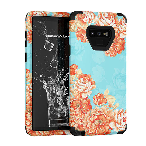 Funda Bumper Silicona y Plastico Carcasa Frontal y Trasera 360 Grados U01 para Samsung Galaxy Note 9 Cian