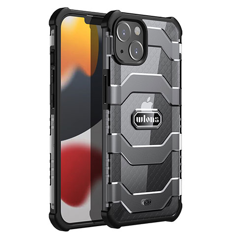 Funda Bumper Silicona y Plastico Carcasa Frontal y Trasera 360 Grados U02 para Apple iPhone 13 Negro