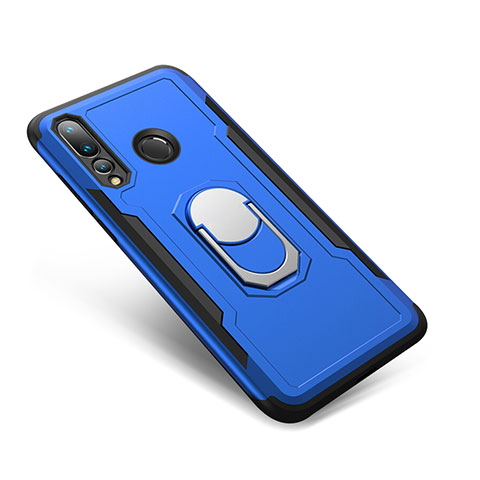 Funda Bumper Silicona y Plastico Mate Carcasa con Anillo de dedo Soporte A01 para Huawei Nova 4 Azul