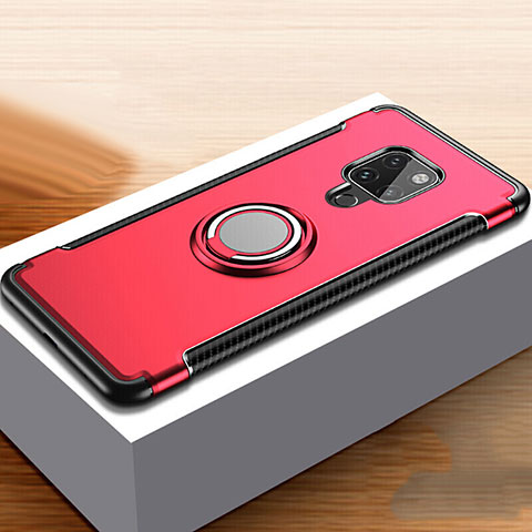 Funda Bumper Silicona y Plastico Mate Carcasa con Anillo de dedo Soporte para Huawei Mate 20 Rojo
