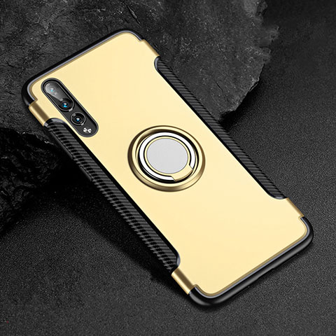 Funda Bumper Silicona y Plastico Mate Carcasa con Anillo de dedo Soporte para Huawei P20 Pro Oro