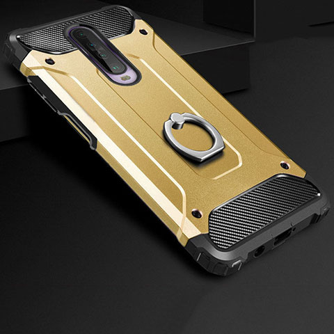 Funda Bumper Silicona y Plastico Mate Carcasa con Anillo de dedo Soporte para Xiaomi Redmi K30 5G Oro