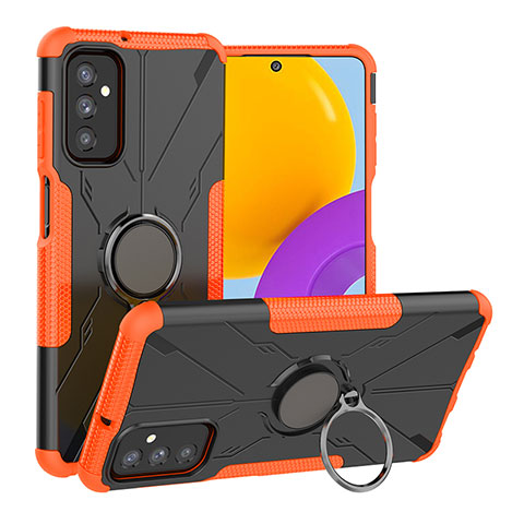 Funda Bumper Silicona y Plastico Mate Carcasa con Magnetico Anillo de dedo Soporte J01X para Samsung Galaxy M52 5G Naranja