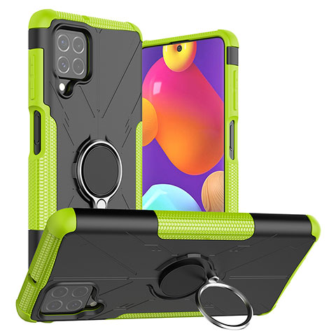 Funda Bumper Silicona y Plastico Mate Carcasa con Magnetico Anillo de dedo Soporte J01X para Samsung Galaxy M62 4G Verde