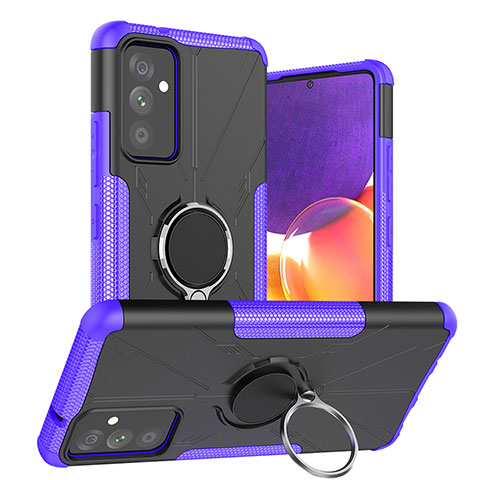 Funda Bumper Silicona y Plastico Mate Carcasa con Magnetico Anillo de dedo Soporte J01X para Samsung Galaxy Quantum2 5G Morado