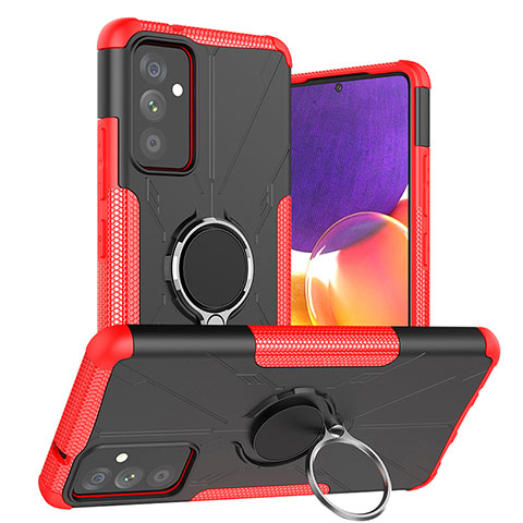 Funda Bumper Silicona y Plastico Mate Carcasa con Magnetico Anillo de dedo Soporte J01X para Samsung Galaxy Quantum2 5G Rojo