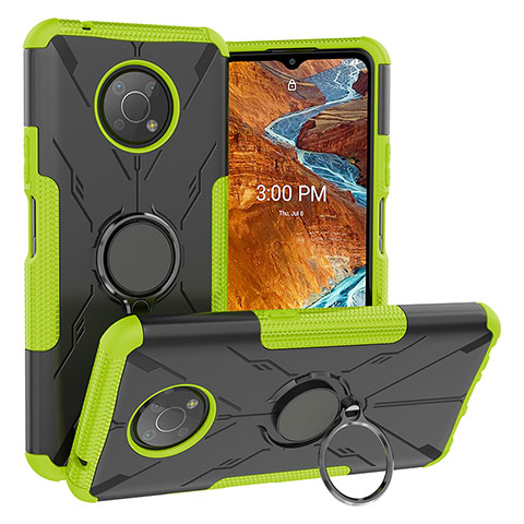Funda Bumper Silicona y Plastico Mate Carcasa con Magnetico Anillo de dedo Soporte JX1 para Nokia G300 5G Verde