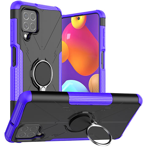 Funda Bumper Silicona y Plastico Mate Carcasa con Magnetico Anillo de dedo Soporte JX1 para Samsung Galaxy M62 4G Morado