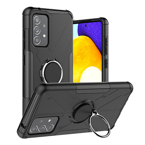 Funda Bumper Silicona y Plastico Mate Carcasa con Magnetico Anillo de dedo Soporte JX2 para Samsung Galaxy A52s 5G Negro