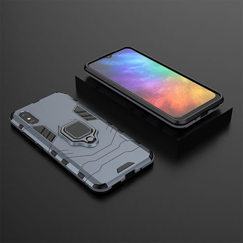 Funda Bumper Silicona y Plastico Mate Carcasa con Magnetico Anillo de dedo Soporte KC1 para Xiaomi Redmi 9AT Azul