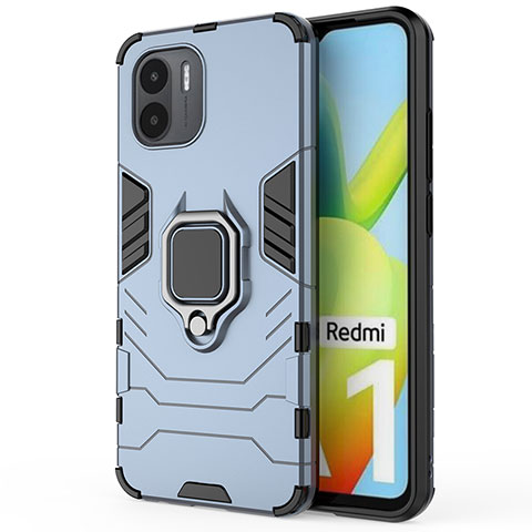 Funda Bumper Silicona y Plastico Mate Carcasa con Magnetico Anillo de dedo Soporte KC1 para Xiaomi Redmi A2 Azul