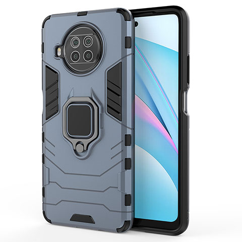 Funda Bumper Silicona y Plastico Mate Carcasa con Magnetico Anillo de dedo Soporte KC2 para Xiaomi Mi 10i 5G Azul