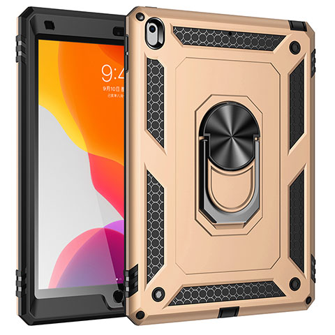 Funda Bumper Silicona y Plastico Mate Carcasa con Magnetico Anillo de dedo Soporte MQ1 para Apple iPad 10.2 (2020) Oro