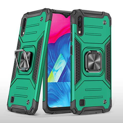 Funda Bumper Silicona y Plastico Mate Carcasa con Magnetico Anillo de dedo Soporte MQ1 para Samsung Galaxy M10 Verde Noche