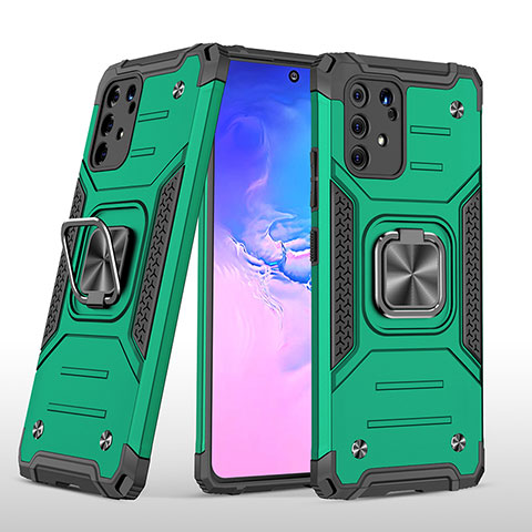 Funda Bumper Silicona y Plastico Mate Carcasa con Magnetico Anillo de dedo Soporte MQ1 para Samsung Galaxy M80S Verde Noche