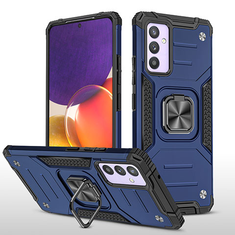 Funda Bumper Silicona y Plastico Mate Carcasa con Magnetico Anillo de dedo Soporte MQ1 para Samsung Galaxy Quantum2 5G Azul