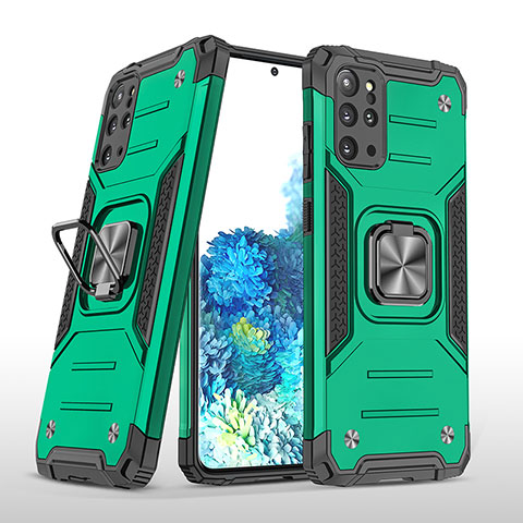 Funda Bumper Silicona y Plastico Mate Carcasa con Magnetico Anillo de dedo Soporte MQ1 para Samsung Galaxy S20 Plus 5G Verde Noche
