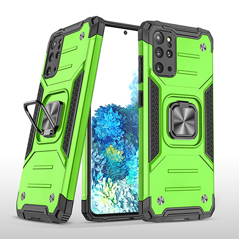 Funda Bumper Silicona y Plastico Mate Carcasa con Magnetico Anillo de dedo Soporte MQ1 para Samsung Galaxy S20 Plus Verde