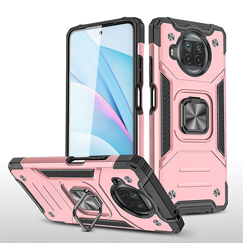 Funda Bumper Silicona y Plastico Mate Carcasa con Magnetico Anillo de dedo Soporte MQ1 para Xiaomi Mi 10T Lite 5G Oro Rosa