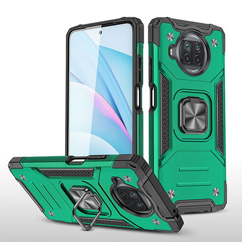 Funda Bumper Silicona y Plastico Mate Carcasa con Magnetico Anillo de dedo Soporte MQ1 para Xiaomi Mi 10T Lite 5G Verde Noche