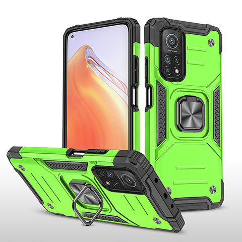 Funda Bumper Silicona y Plastico Mate Carcasa con Magnetico Anillo de dedo Soporte MQ1 para Xiaomi Redmi K30S 5G Verde