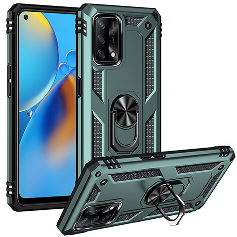 Funda Bumper Silicona y Plastico Mate Carcasa con Magnetico Anillo de dedo Soporte MQ3 para Oppo A74 4G Verde