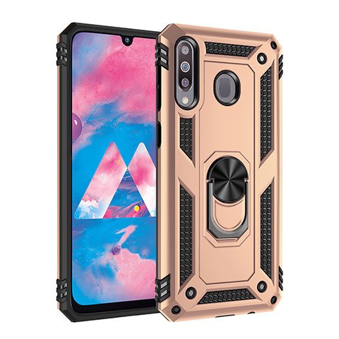 Funda Bumper Silicona y Plastico Mate Carcasa con Magnetico Anillo de dedo Soporte MQ3 para Samsung Galaxy A40s Oro