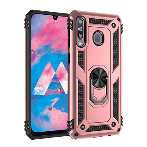 Funda Bumper Silicona y Plastico Mate Carcasa con Magnetico Anillo de dedo Soporte MQ3 para Samsung Galaxy A40s Oro Rosa