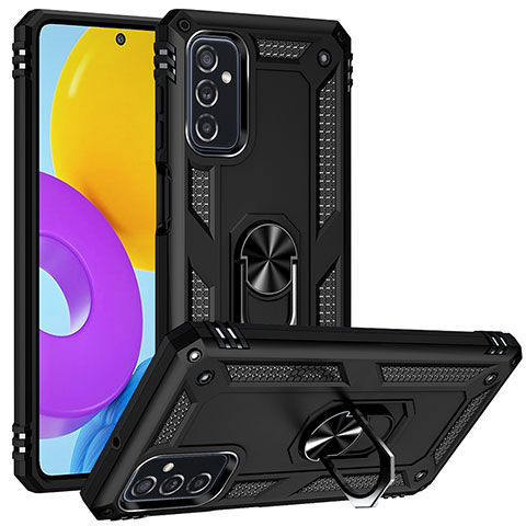 Funda Bumper Silicona y Plastico Mate Carcasa con Magnetico Anillo de dedo Soporte MQ3 para Samsung Galaxy M52 5G Negro