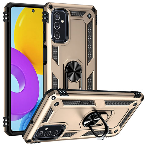 Funda Bumper Silicona y Plastico Mate Carcasa con Magnetico Anillo de dedo Soporte MQ3 para Samsung Galaxy M52 5G Oro